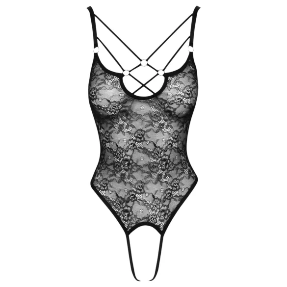 Cottelli - body de encaje transparente y abierto - negro
