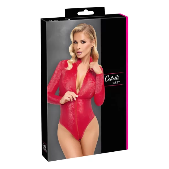 Cottelli - body lencería mujer - estampado serpiente - rojo - M