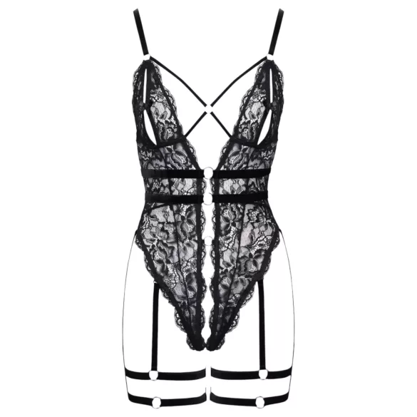 Cottelli - body abierto con tirantes - lencería negra - M
