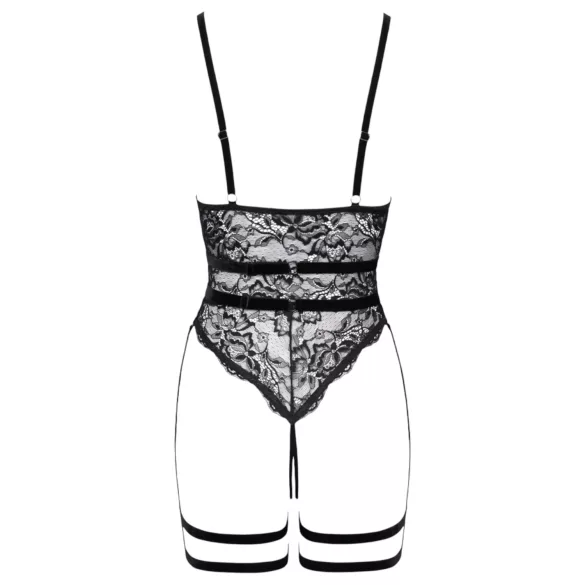Cottelli - body abierto con tirantes - lencería negra - M
