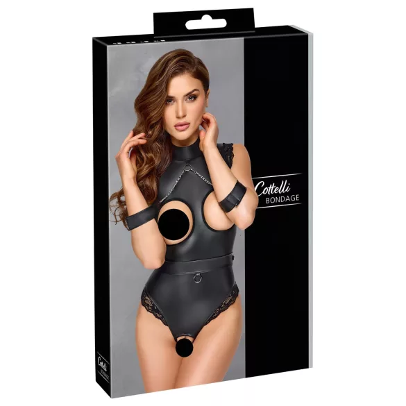 Cottelli Bondage - body abierto pecho descuberto - lencería negra - L