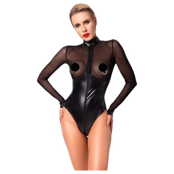 Noir - Body brillante con paneles transparentes (negro) - L