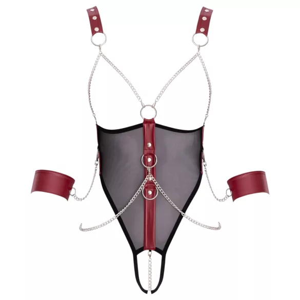 Cottelli Bondage - body abierto con tirantes y cadena - negro