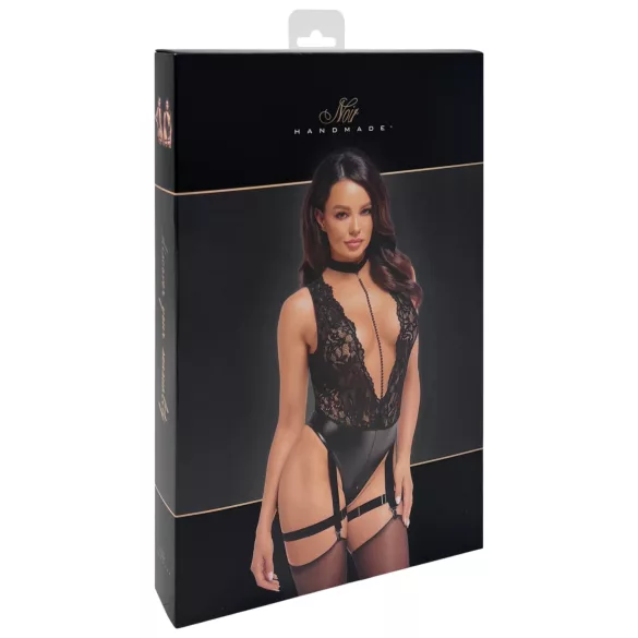 Noir Libido - body con liguero - encaje - negro