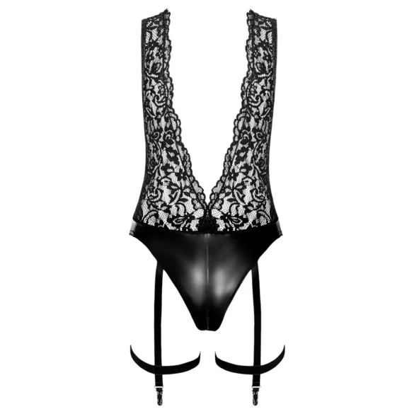 Noir Libido - body con liguero - encaje - negro
