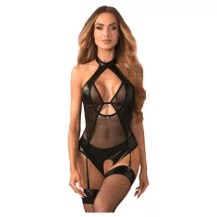   Obsessive Dominna - body transparente brillante - negro - L/XL