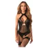 Obsessive Dominna - body transparente brillante - negro - L/XL