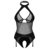 Obsessive Dominna - body transparente brillante - negro - L/XL