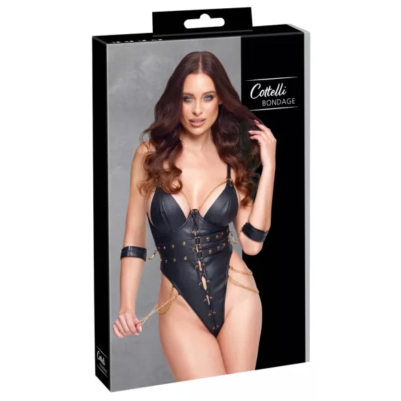 Cottelli - body de bondage con cadenas (negro)
