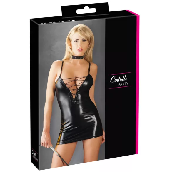 Cottelli - vestido brillante con cordones (negro)