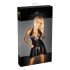 Noir - Vestido con falda plisada y transparencias en el escote, con cuello halter (negro)