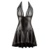 Noir - Vestido con falda plisada y transparencias en el escote, con cuello halter (negro)
