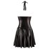 Noir - Vestido con falda plisada y transparencias en el escote, con cuello halter (negro) - L