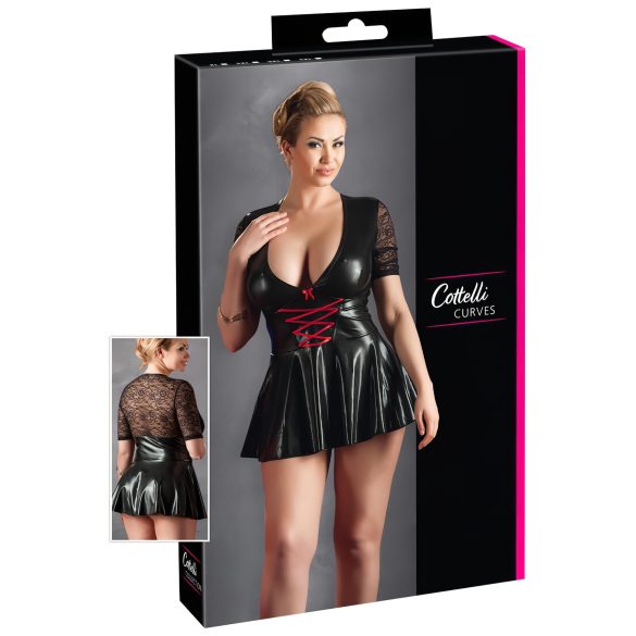 Cottelli Plus - Vestido brillante con corsé rojo (negro)