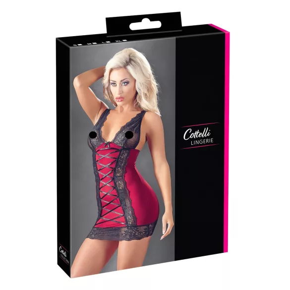 Cottelli - vestido ajustado sexy con cordones - rojo - M