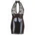Cottelli - vestido mini brillante con encaje y cuello halter - negro