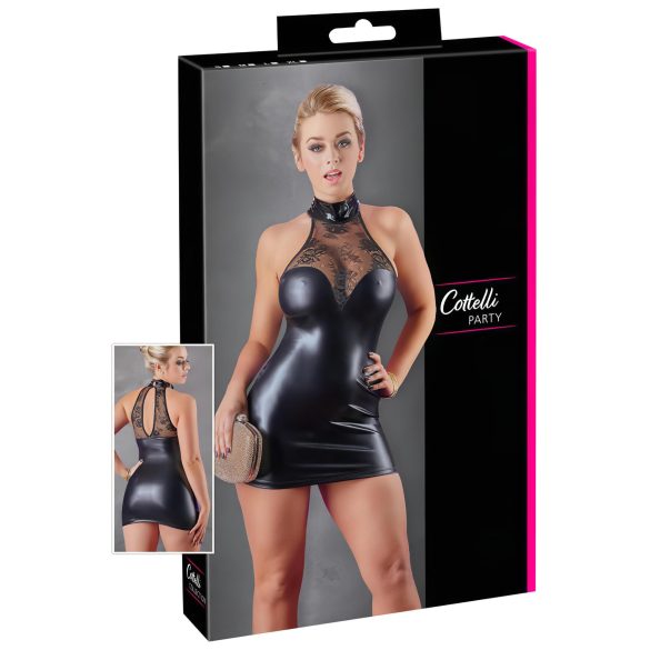 Cottelli - Mini vestido negro con encaje y brillo - L