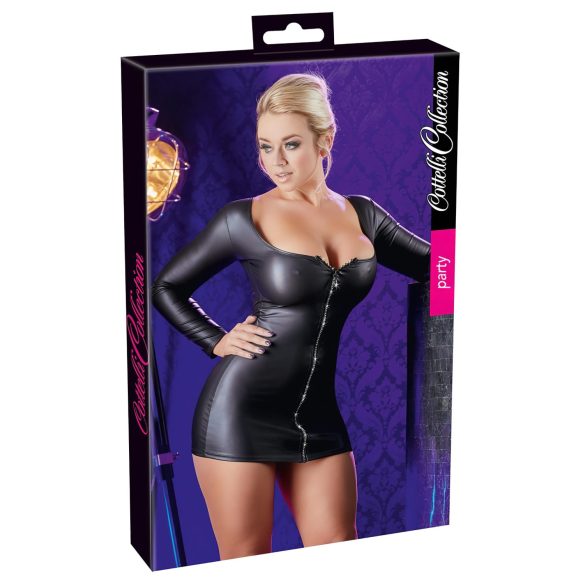 Cottelli - vestido fiesta negro con cremallera de strass
