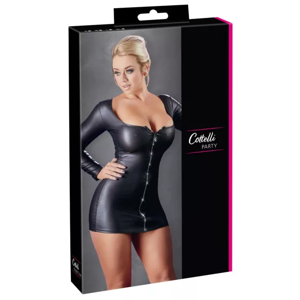 Cottelli - vestido sexy con cremallera y strass - negro
