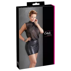   Cottelli Plus Size - vestido corto transparente brillante - negro