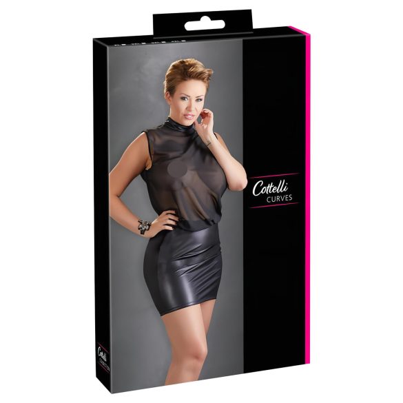 Cottelli Talla Grande - vestido de gasa brillante (negro) - 2XL