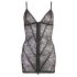 Cottelli - vestido de encaje brillante a rayas (negro)