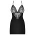 Obsessive 828-CHE-1 - Vestido con tiras y tanga con strass (negro)