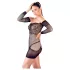 Vestido de red con detalles y tanga negro (S-L)