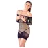 Vestido de red con detalles y tanga negro (S-L)