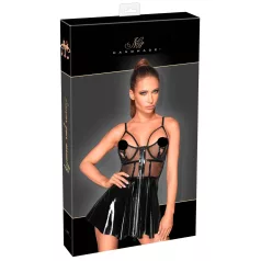 Noir - vestido vinilo con encaje de red - negro