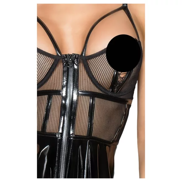 Noir - vestido vinilo con encaje de red - negro - M
