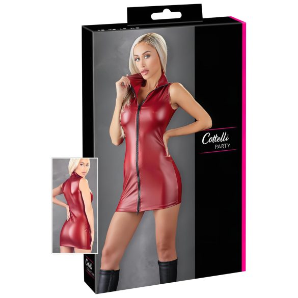 Minivestido brillante sin mangas rojo - M