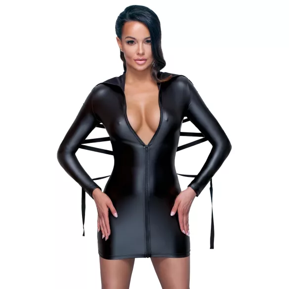 Cottelli Bondage - Vestido efecto brillante con ataduras - negro