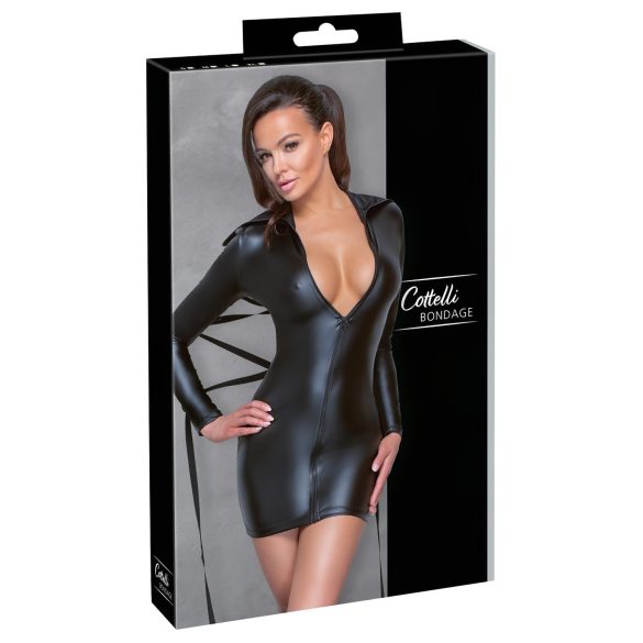 Cottelli Bondage - Vestido brillante con ataduras (negro) - L