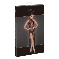 Noir - vestido largo transparente floral (negro)