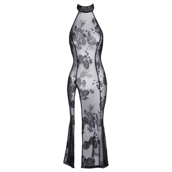 Noir - vestido largo transparente floral - negro