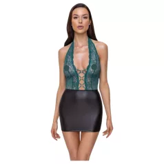   Cottelli - vestido brillante de encaje con cordones (negro‑verde)