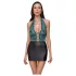 Cottelli - vestido brillante de encaje con cordones (negro‑verde) - M