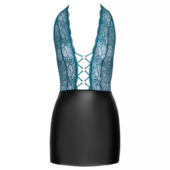 Cottelli - vestido brillante de encaje con cordones (negro‑verde) - L