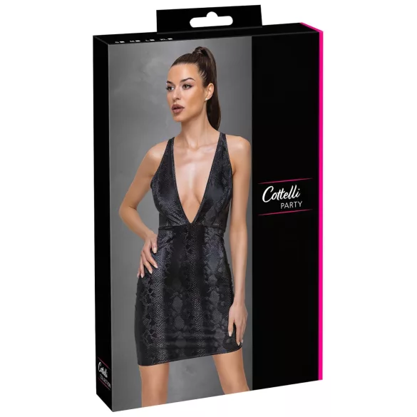 Cottelli Party - vestido estampado serpiente (negro)