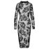 / Noir - vestido negro de manga larga con diseño floral