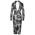 / Noir - vestido negro de manga larga con diseño floral