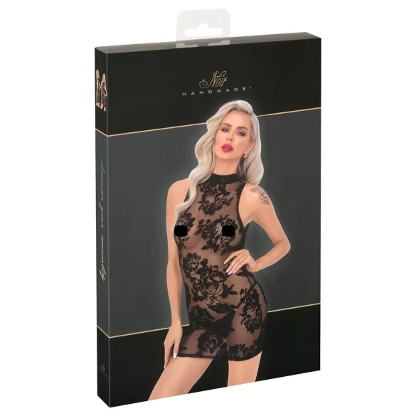 Noir - minivestido negro sin mangas con diseño de rosas