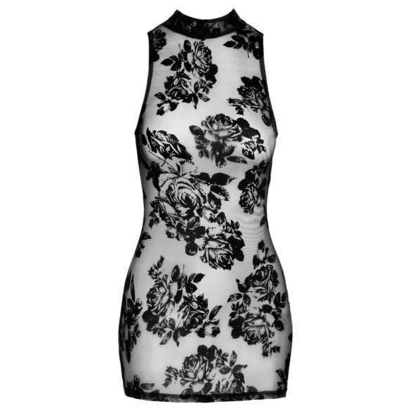 Noir - minivestido negro sin mangas con diseño de rosas - M