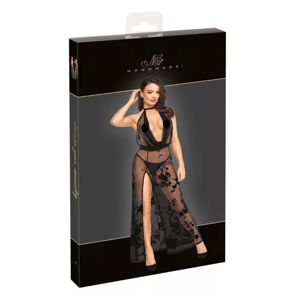 Noir - Maxivestido transparente floral (negro) - L