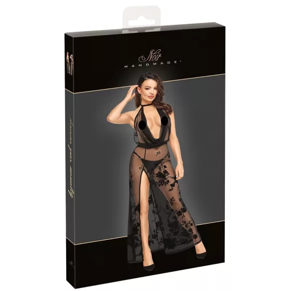 Noir - Maxivestido transparente floral (negro) - L