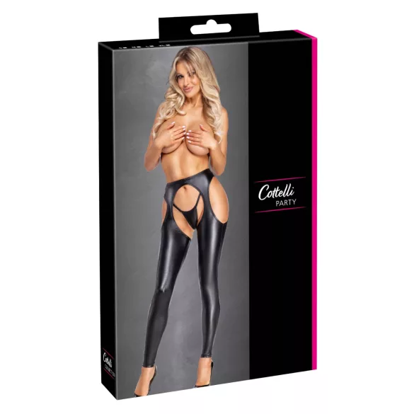 Cottelli - conjunto de pantalones chaps abiertos y tanga (negro) - M