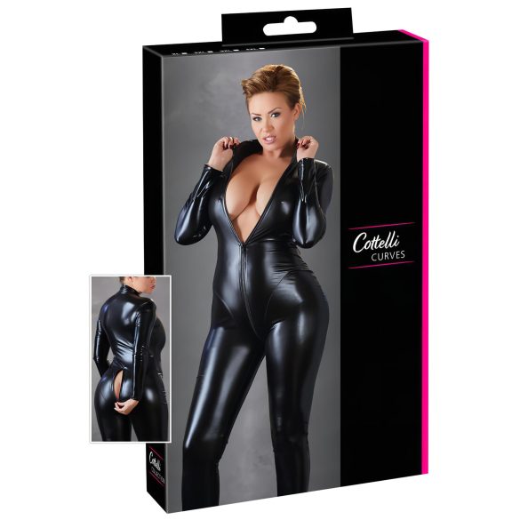 Cottelli Talla Grande - brillante mono de fiesta manga larga (negro)