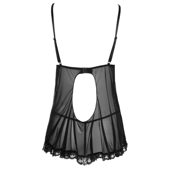 Cottelli - Babydoll transparente con volantes - negro