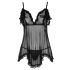 Cottelli - Babydoll negro ligero con volantes - XL
